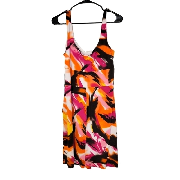 Bissou Bissou Abstract Pink & Orange Mini Dress - Picture 1 of 3